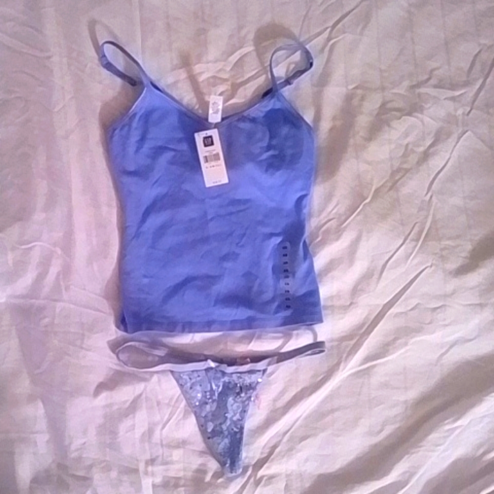 Gap boby x small baby blue sport top with Victoria Secret's thong sm